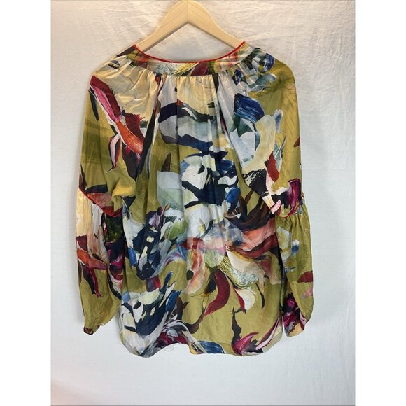 Anthropologie Vineet Bahl Sunbound Silk Blouse Size M summer beach - Picture 4 of 13